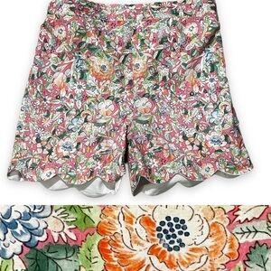Anavini Shorts Girls 4 Floral print Scalloped Hem 100% Cotton Lined Pull On